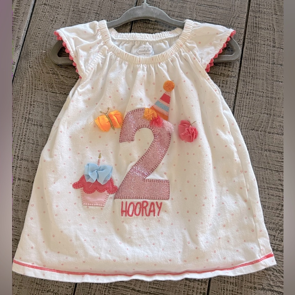 "2" Mudpie birthday shirt